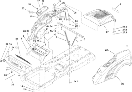 Part Location Diagram of 110-6541 Lawn Boy Panel-Kick